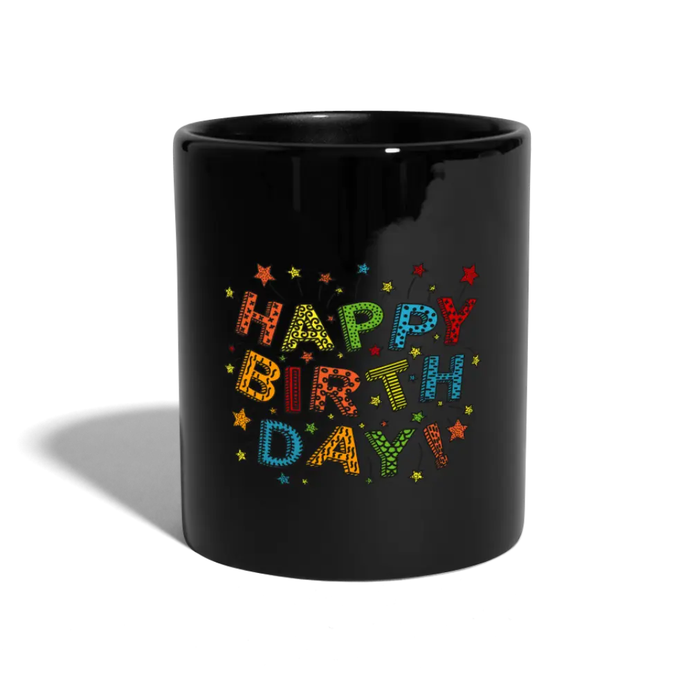 SSW1449 Kaffeetasse Happy birthday - Schwarz