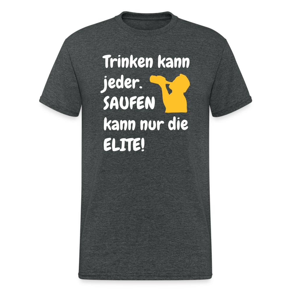 SSW1469 Tshirt Trinken kann jeder. SAUFEN kann nur die ELITE! - Dunkelgrau meliert