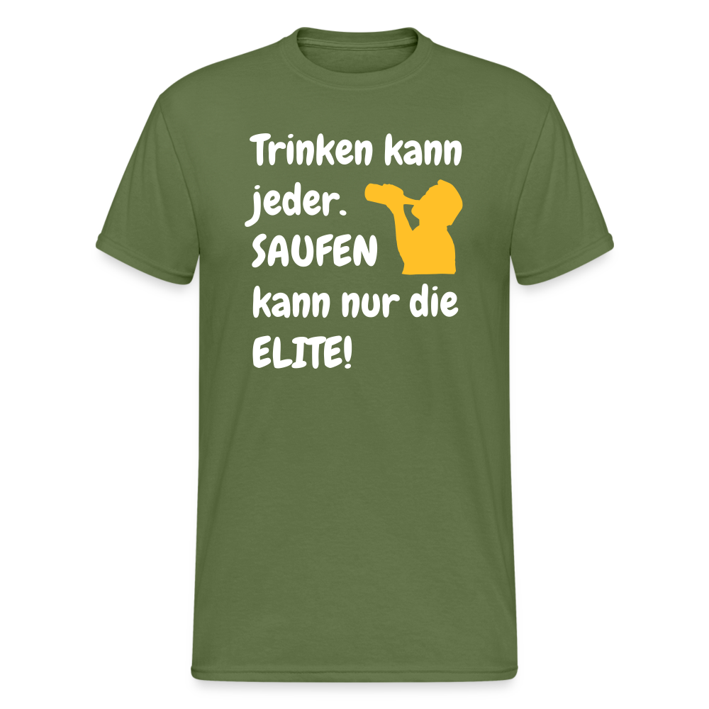 SSW1469 Tshirt Trinken kann jeder. SAUFEN kann nur die ELITE! - Militärgrün