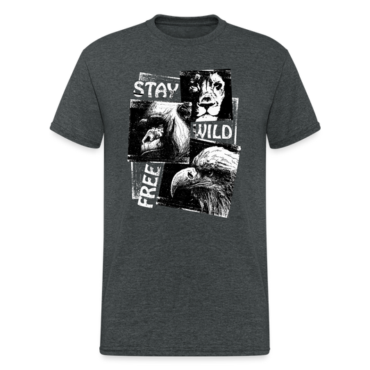 SSW1470 Tshirt Bleib wild und frei - Dunkelgrau meliert