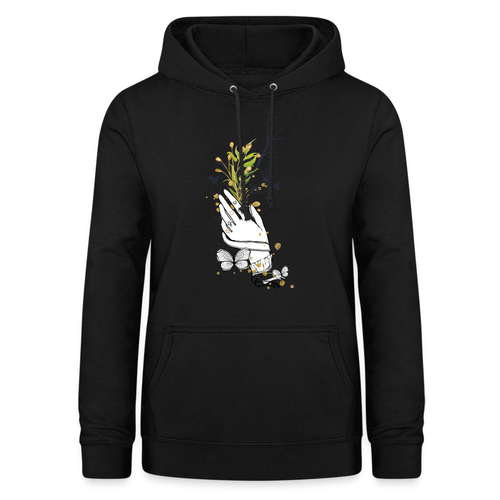 SSW1481 Hoodie Hand Blumen - Schwarz