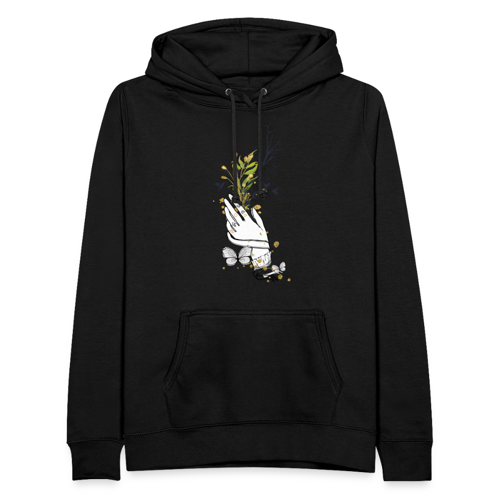 SSW1481 Hoodie Hand Blumen - Schwarz