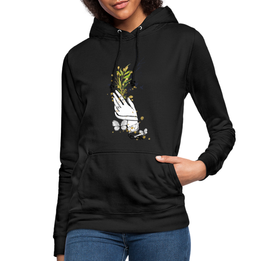 SSW1481 Hoodie Hand Blumen - Schwarz
