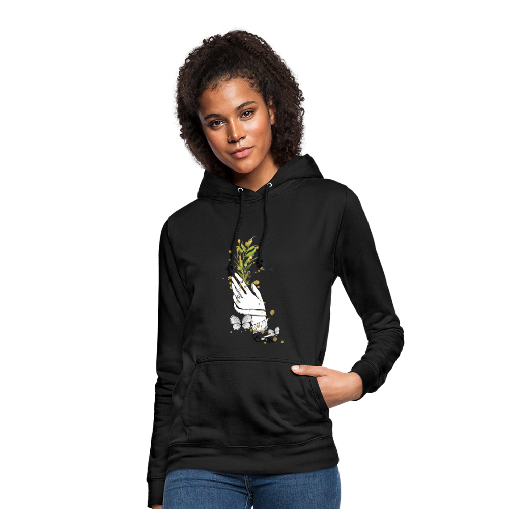 SSW1481 Hoodie Hand Blumen - Schwarz