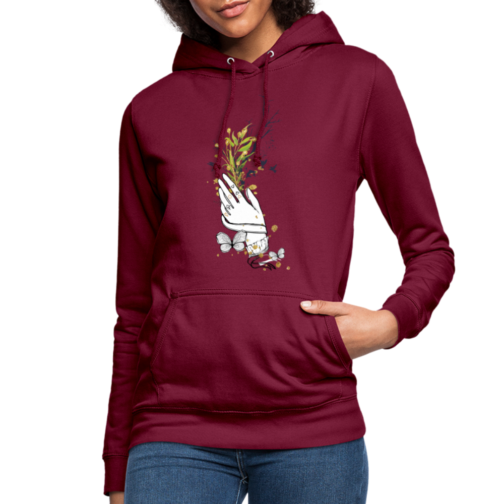 SSW1481 Hoodie Hand Blumen - Bordeaux