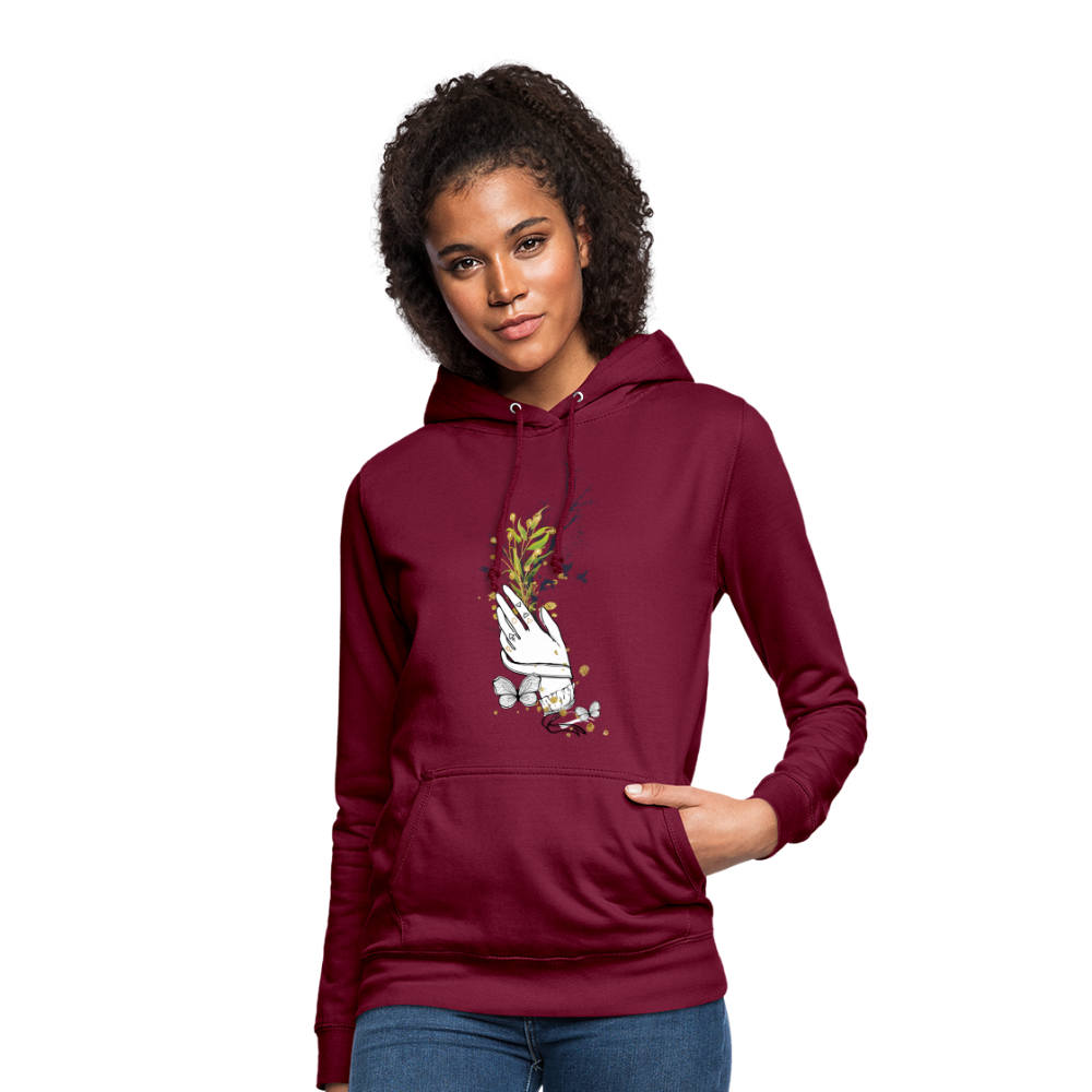 SSW1481 Hoodie Hand Blumen - Bordeaux