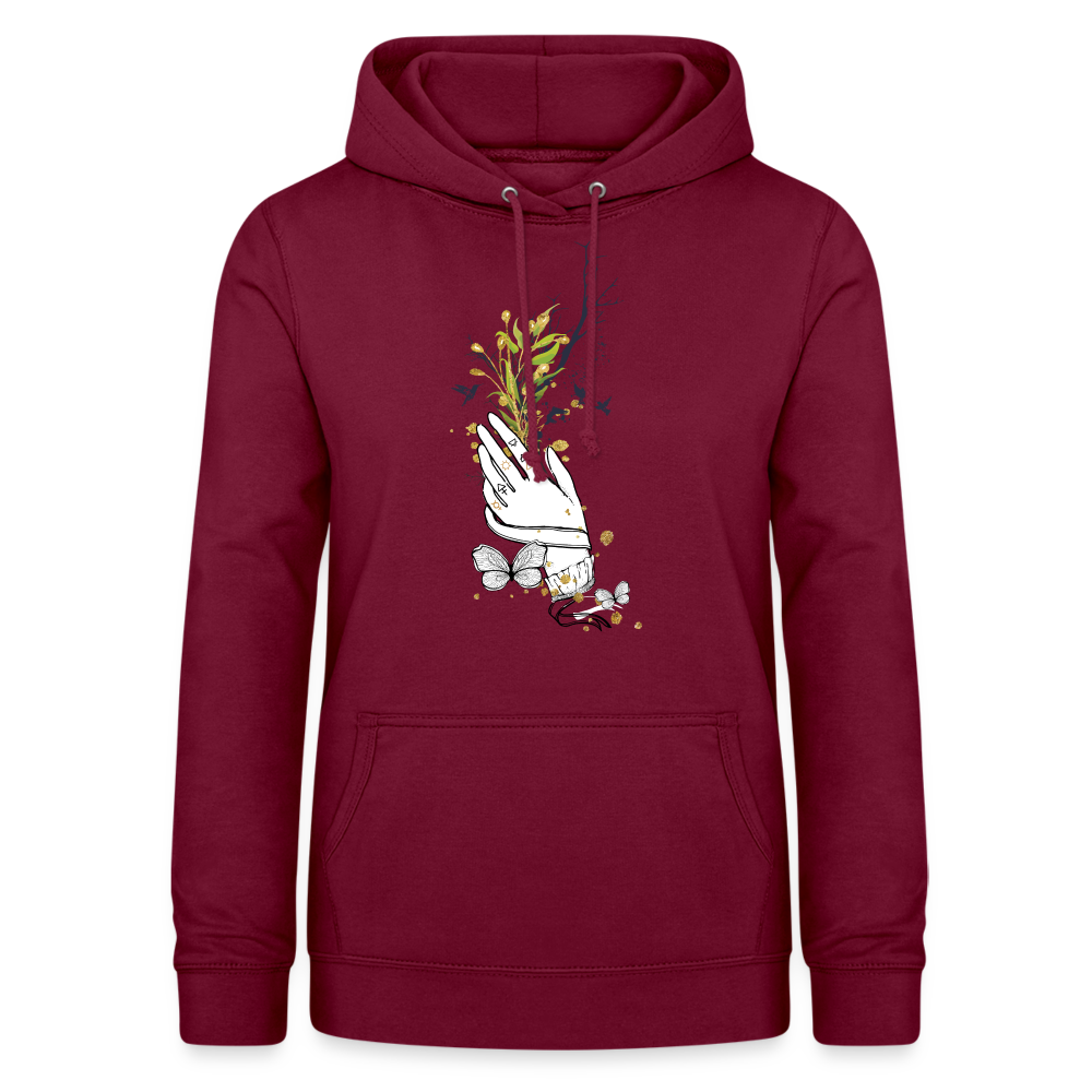 SSW1481 Hoodie Hand Blumen - Bordeaux
