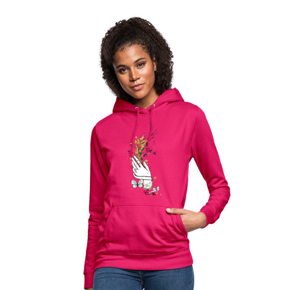 SSW1481 Hoodie Hand Blumen - dunkles Pink