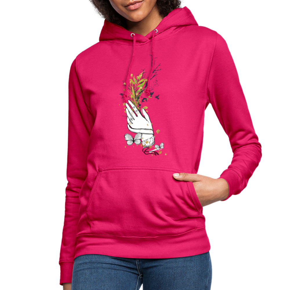 SSW1481 Hoodie Hand Blumen - dunkles Pink