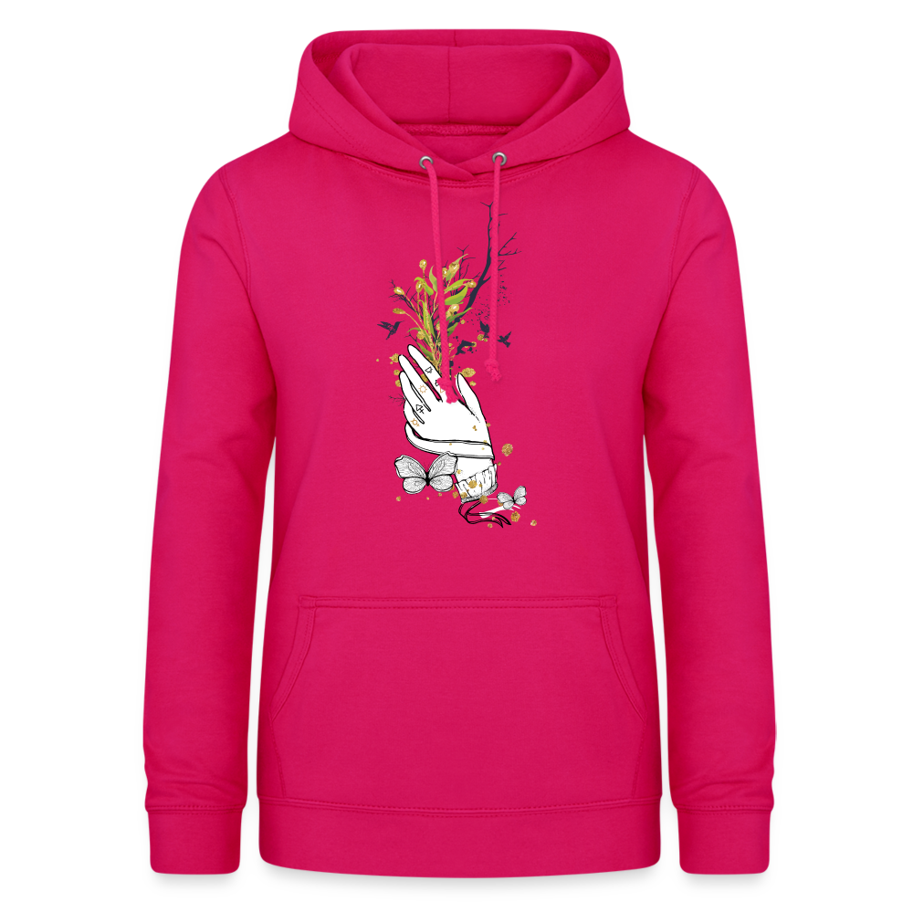 SSW1481 Hoodie Hand Blumen - dunkles Pink