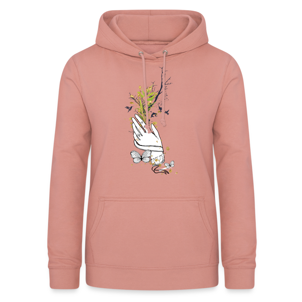 SSW1481 Hoodie Hand Blumen - Altrosa