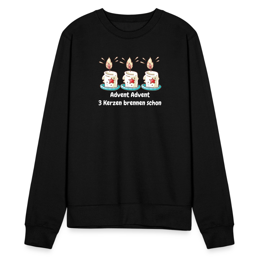 SSW1487 Unisex Pullover Advent Advent 3 Kerzen brennen schon - Schwarz