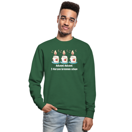 SSW1487 Unisex Pullover Advent Advent 3 Kerzen brennen schon - Grün