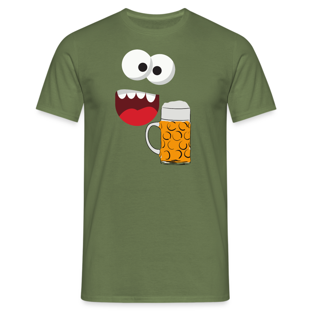 SSW1509 Tshirt Monster Gesicht Bier - Militärgrün