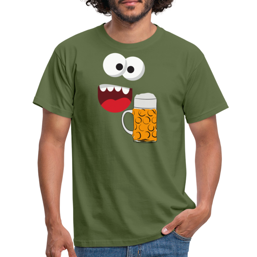 SSW1509 Tshirt Monster Gesicht Bier - Militärgrün