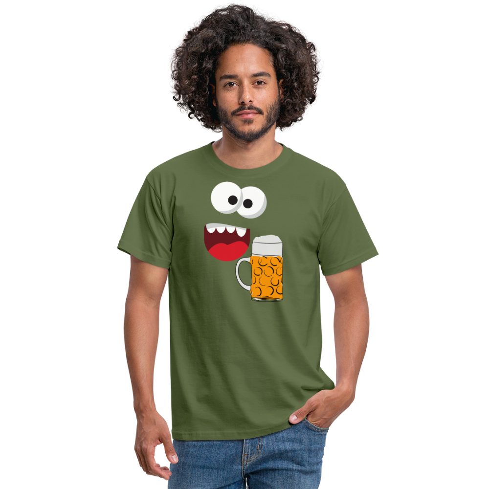 SSW1509 Tshirt Monster Gesicht Bier - Militärgrün