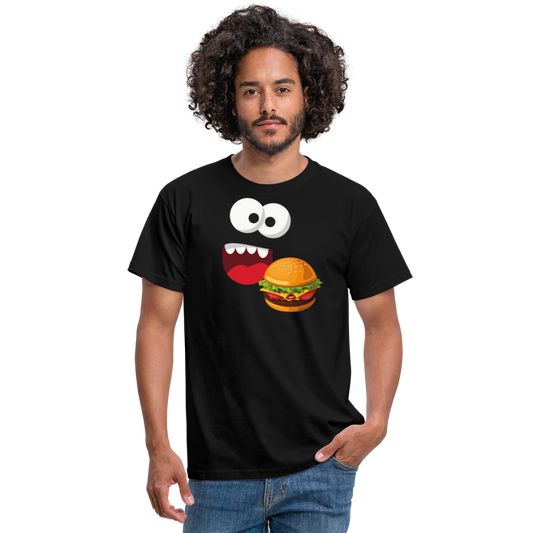 SSW1510 Tshirt Monster Gesicht Hamburger - Schwarz