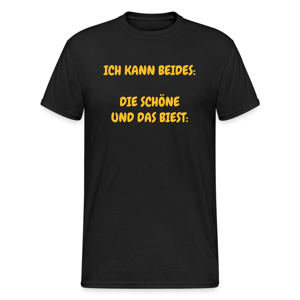 SSW375 Männer Tshirt ICH KANN BEIDES: DIE SCHÖNE UND DAS BIEST: - Schwarz