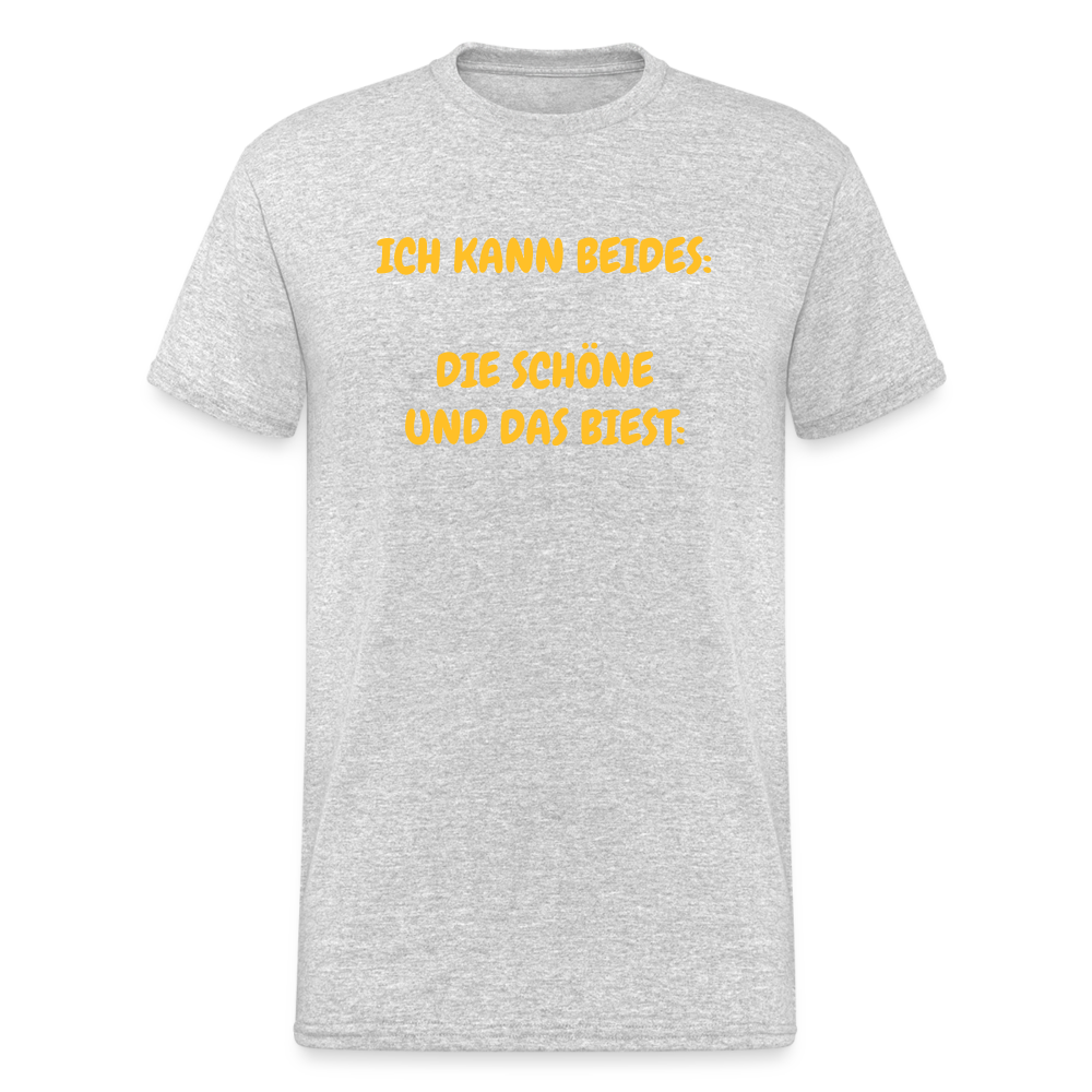 SSW375 Männer Tshirt ICH KANN BEIDES: DIE SCHÖNE UND DAS BIEST: - Grau meliert