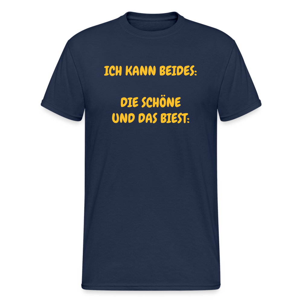SSW375 Männer Tshirt ICH KANN BEIDES: DIE SCHÖNE UND DAS BIEST: - Navy