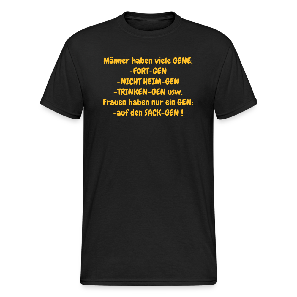 SSW377 Männer Tshirt Männer haben viele GENE: -FORT-GEN -NICHT HEIM-GEN -TRINKEN-GEN usw. Frauen haben nur ein GEN: -auf den SACK-GEN ! - Schwarz