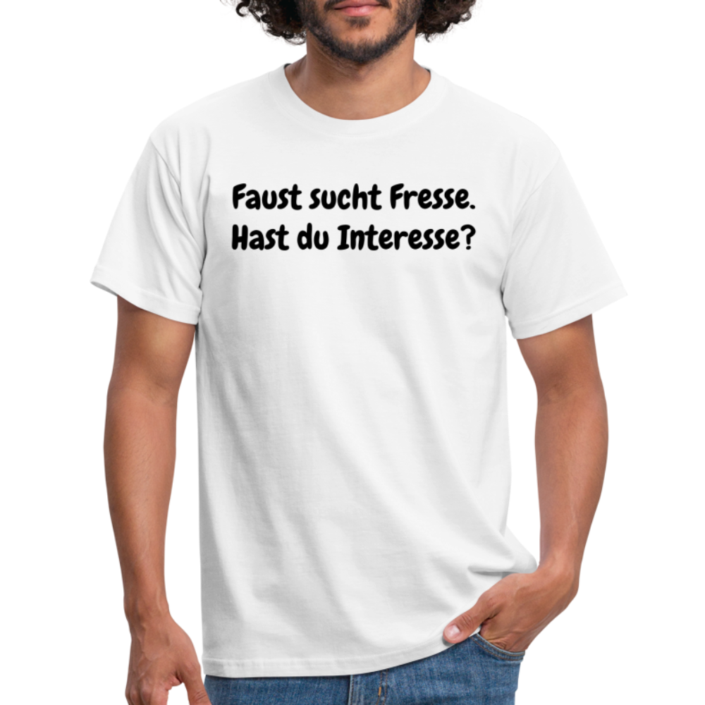 SSW1605 Tshirt Faust sucht Fresse. Hast du Interesse? - weiß
