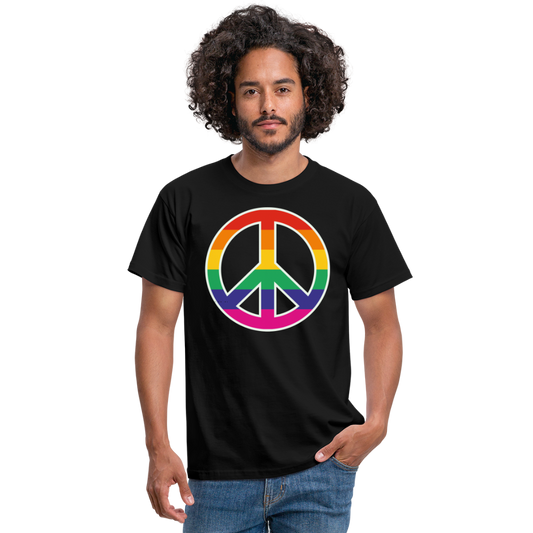SSW1610 Tshirt Regenbogen-Friedenszeichen - Schwarz