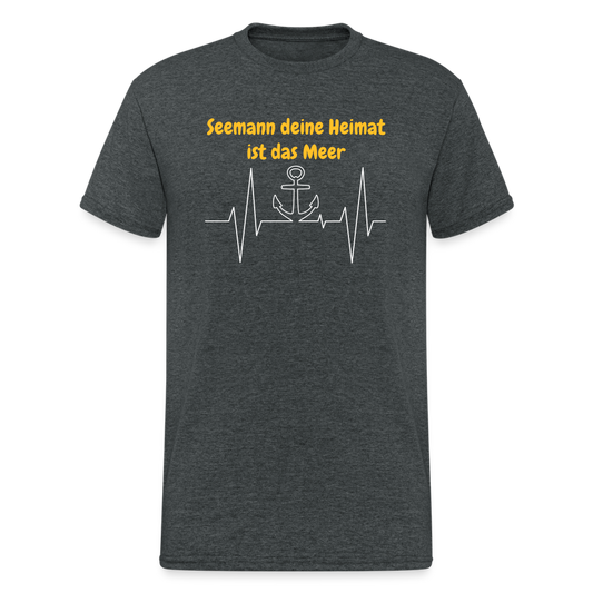 SSW1623 Tshirt Seemann deine Heimat ist das Meer - Dunkelgrau meliert