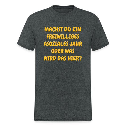 SSW1631 Tshirt MACHST DU EIN FREIWILLIGES ASOZIALES JAHR ODER WAS WIRD DAS HIER? - Dunkelgrau meliert