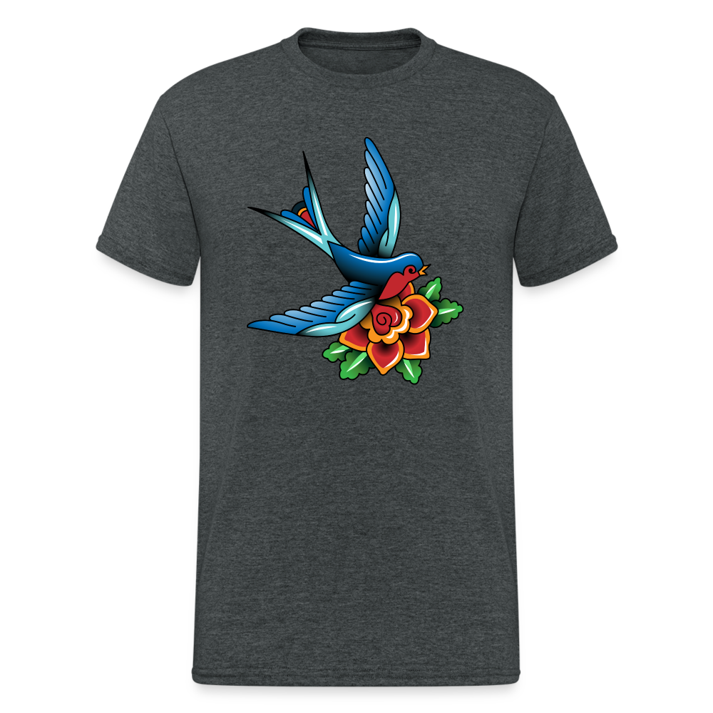 SSW1649 Tshirt Schwalbe Blumen - Dunkelgrau meliert