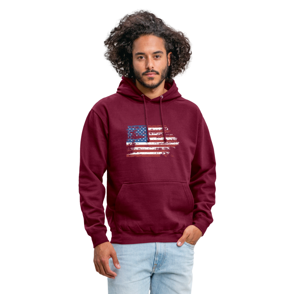 SSW1708 Unisex Hoodie USA flag - Bordeaux