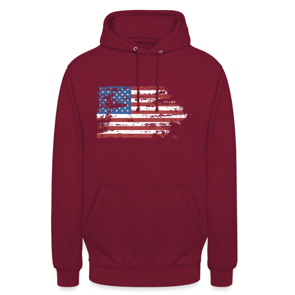 SSW1708 Unisex Hoodie USA flag - Bordeaux