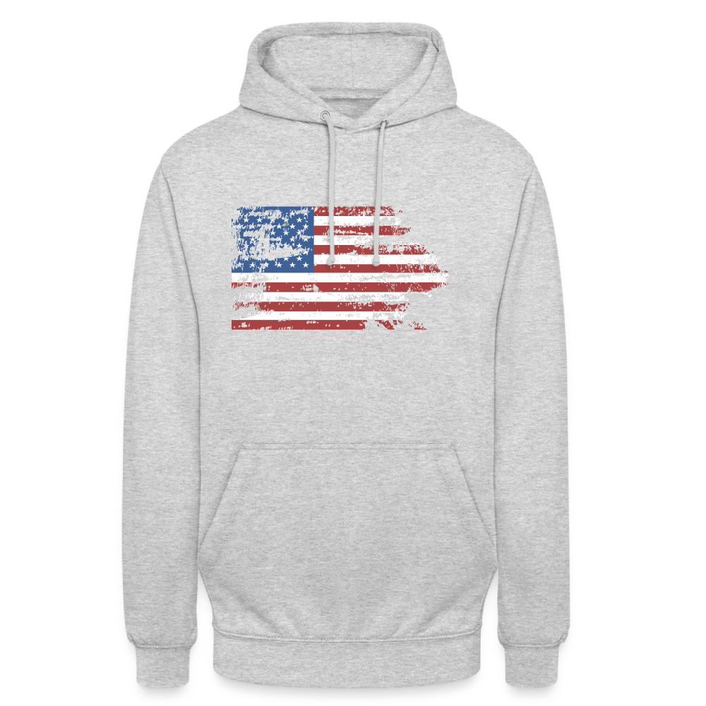 SSW1708 Unisex Hoodie USA flag - Hellgrau meliert