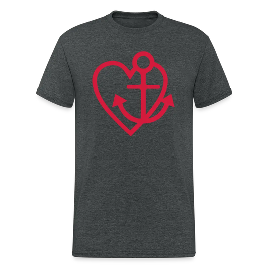 SSW1726 Tshirt Herz Anker - Dunkelgrau meliert