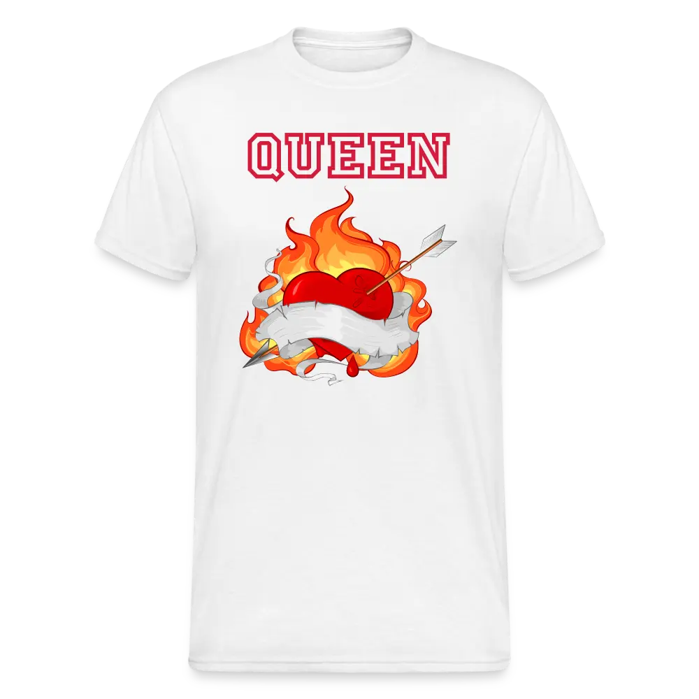 SSW1731 Tshirt QUEEN Flamme und Pfeil Herz Tattoo - weiß