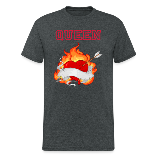 SSW1731 Tshirt QUEEN Flamme und Pfeil Herz Tattoo - Dunkelgrau meliert
