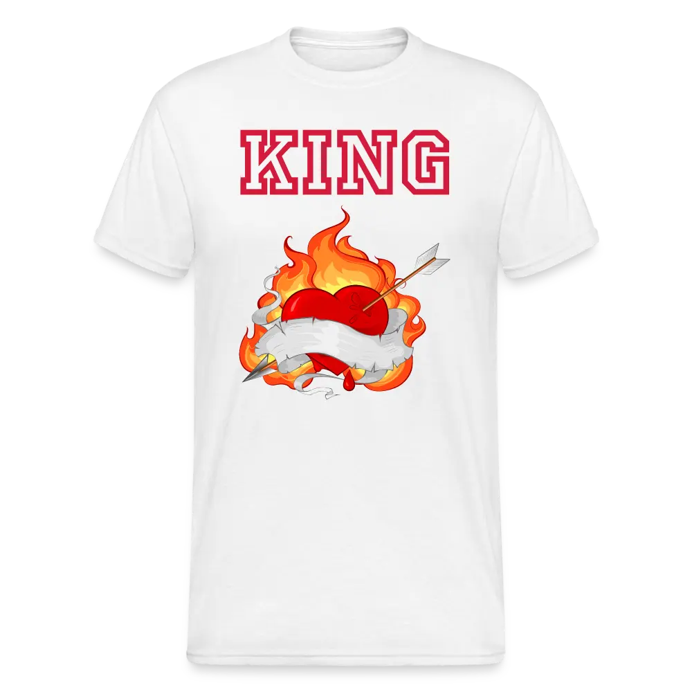 SSW1732 Tshirt KING Flamme und Pfeil Herz Tattoo - weiß