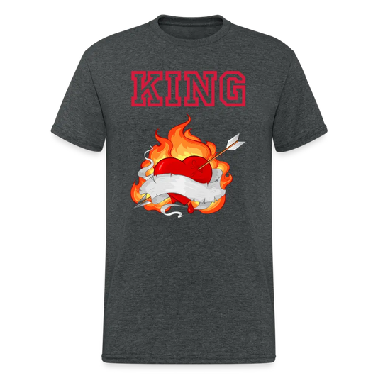 SSW1732 Tshirt KING Flamme und Pfeil Herz Tattoo - Dunkelgrau meliert