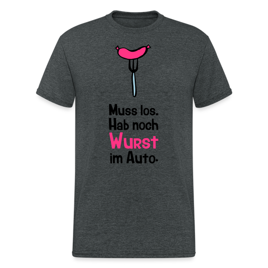 SSW1737 Tshirt Wurst im Auto - Dunkelgrau meliert