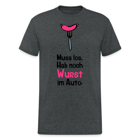 SSW1737 Tshirt Wurst im Auto - Dunkelgrau meliert