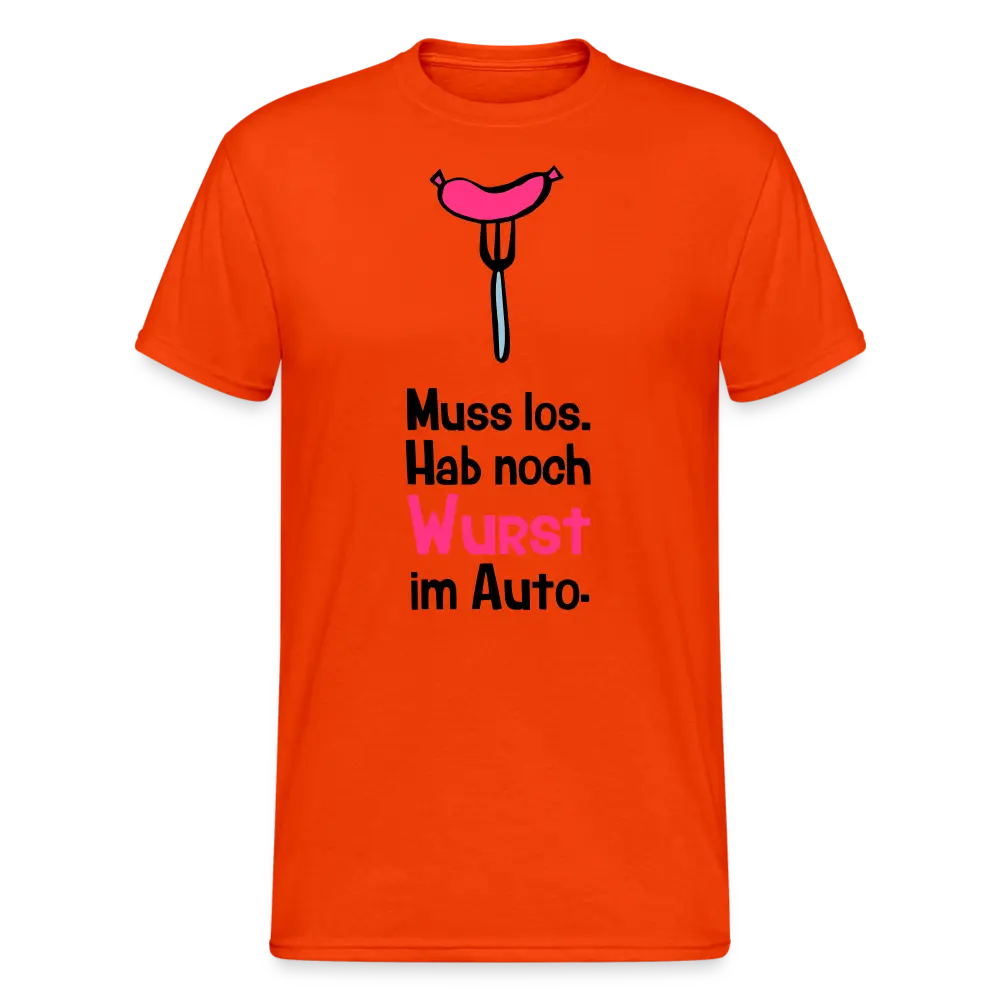SSW1737 Tshirt Wurst im Auto - kräftig Orange