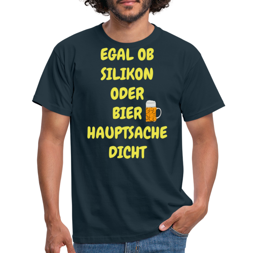 SSW282 Tshirt EGAL OB SILIKON ODER BIER HAUPTSACHE DICHT - Navy