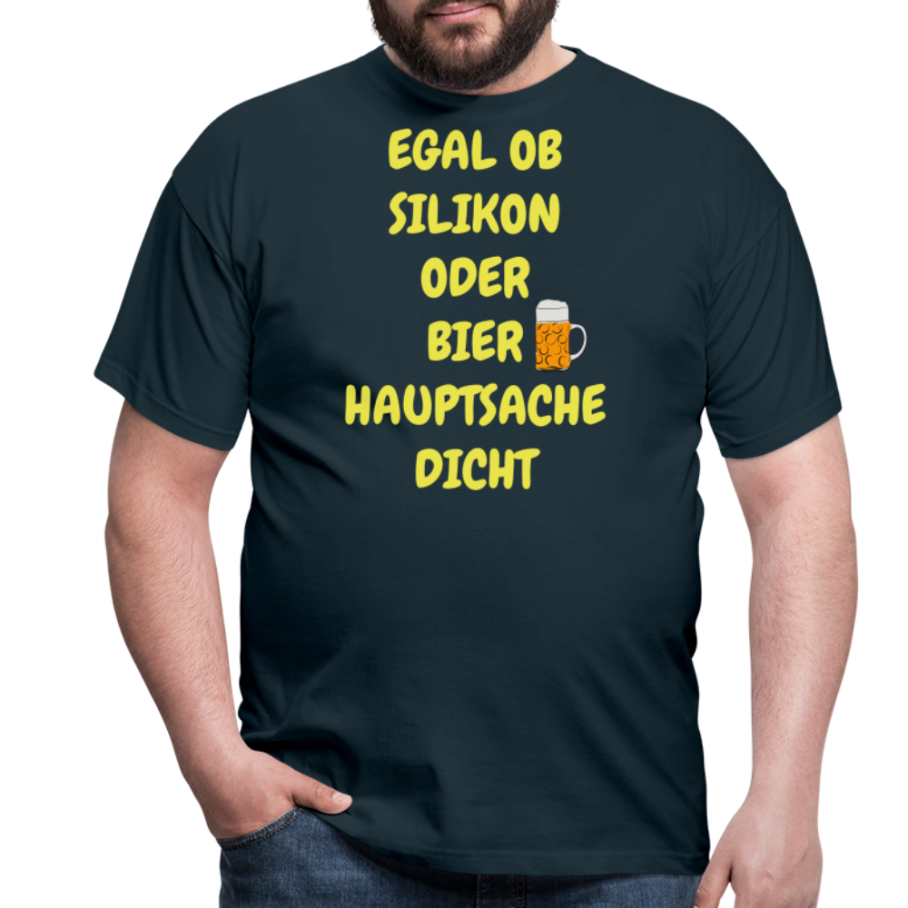 SSW282 Tshirt EGAL OB SILIKON ODER BIER HAUPTSACHE DICHT - Navy