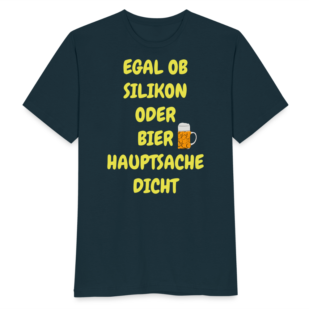 SSW282 Tshirt EGAL OB SILIKON ODER BIER HAUPTSACHE DICHT - Navy