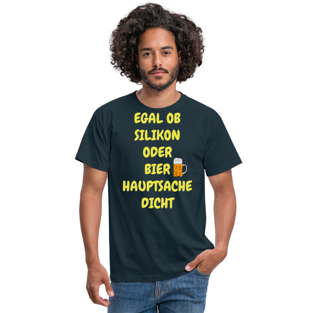 SSW282 Tshirt EGAL OB SILIKON ODER BIER HAUPTSACHE DICHT - Navy