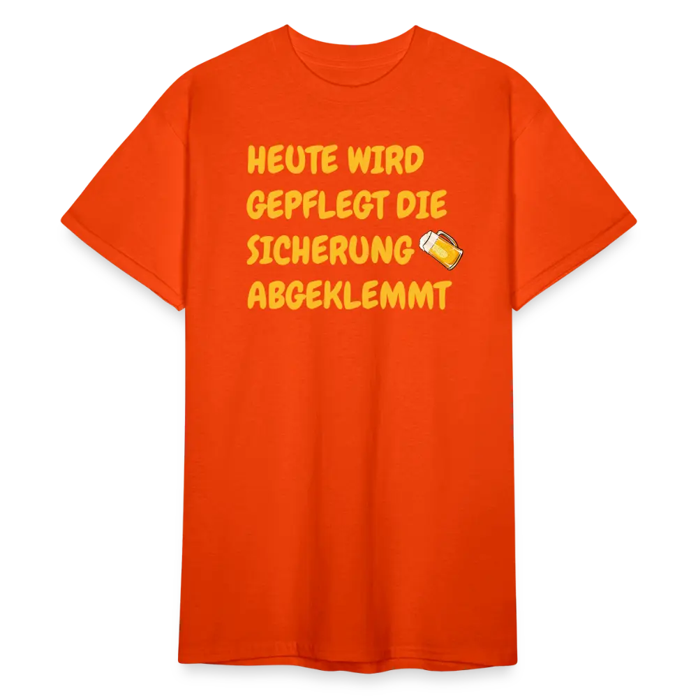 SSW1782 Tshirt HEUTE WIRD GEPFLEGT DIE SICHERUNG ABGEKLEMMT - kräftig Orange