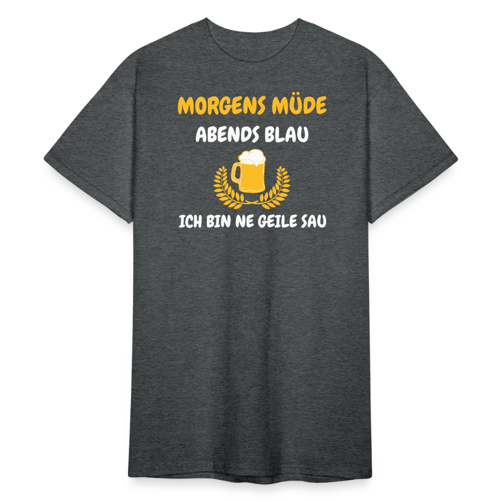 SSW1793 Tshirt MORGENS MÜDE ABENDS BLAU.... - Dunkelgrau meliert