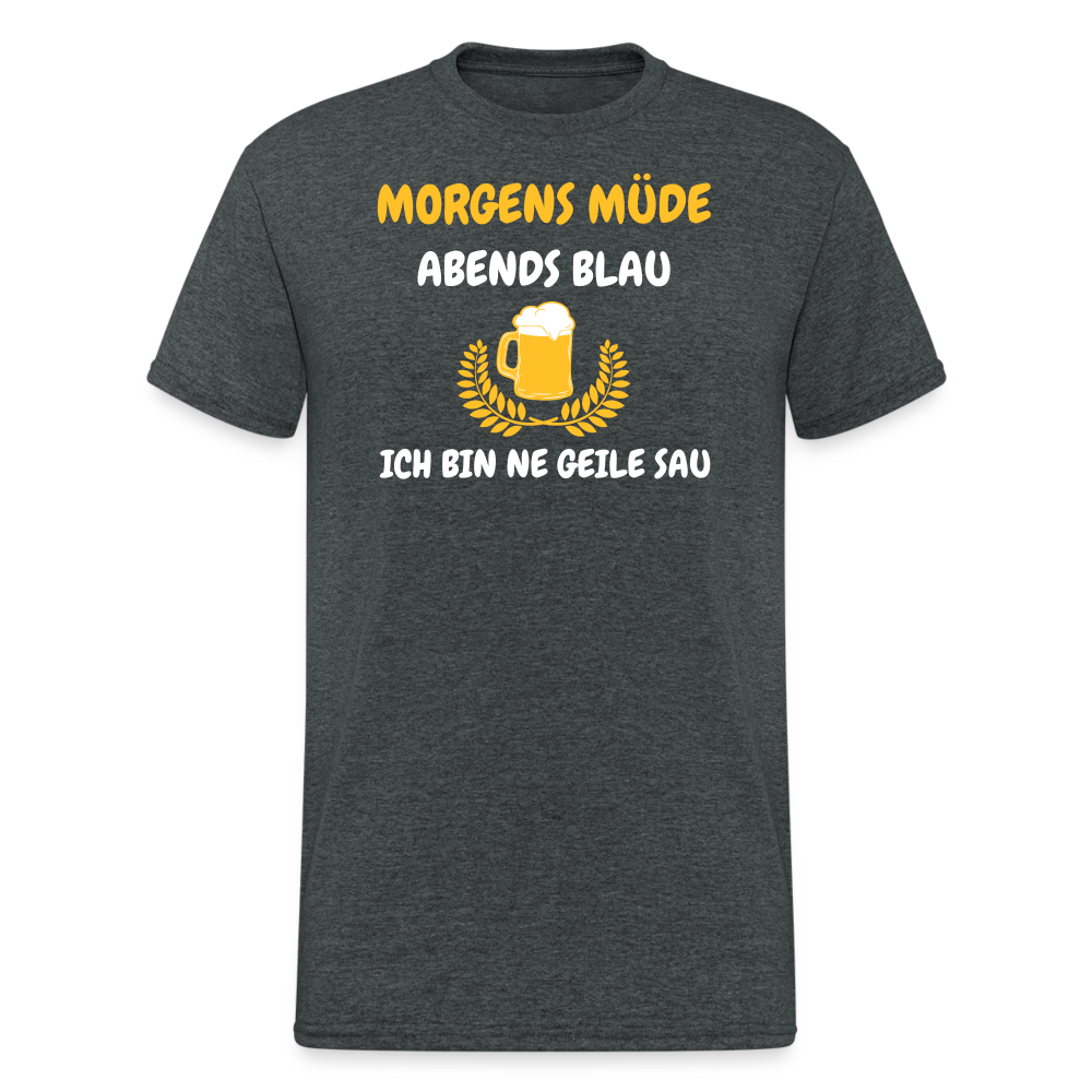 SSW1793 Tshirt MORGENS MÜDE ABENDS BLAU.... - Dunkelgrau meliert
