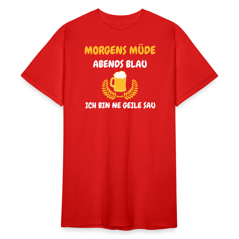 SSW1793 Tshirt MORGENS MÜDE ABENDS BLAU.... - Rot