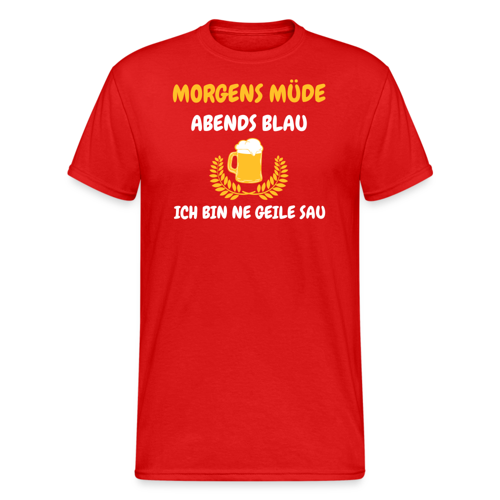 SSW1793 Tshirt MORGENS MÜDE ABENDS BLAU.... - Rot